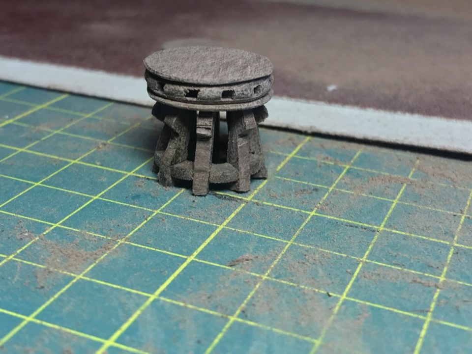 Attempt three on the cutting mat: the square sockets in the thick middle layer are clearly visible.