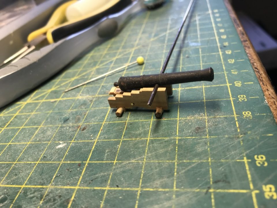 The frame with the 9-pounder tried on it, still without trucks and fittings.
